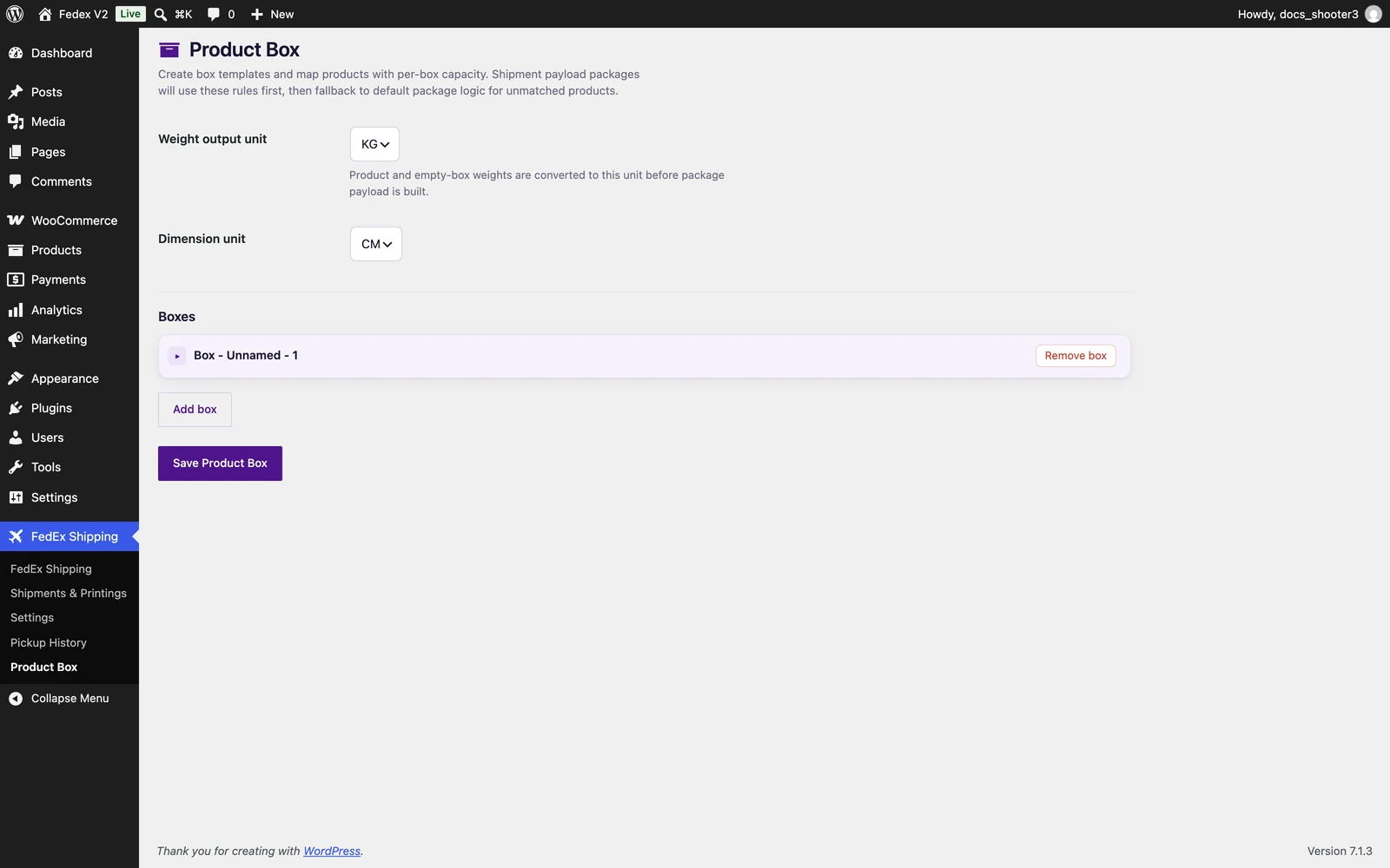 Product Box page